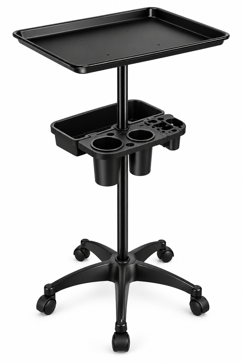 Professional Mobile Salon Service Tray Trolley – Black