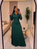 Women's Long Sleeve Collared Maxi Dress