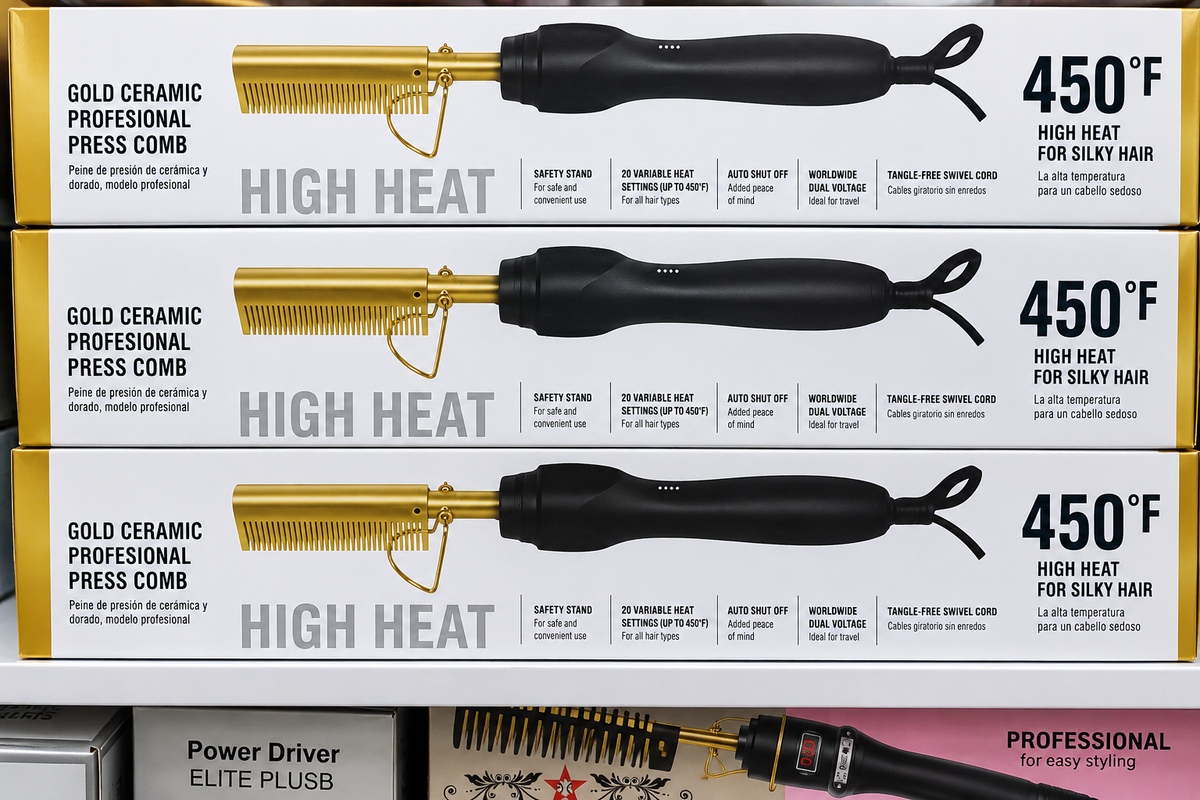 Gold Ceramic Professional Press Comb – High Heat 450°F