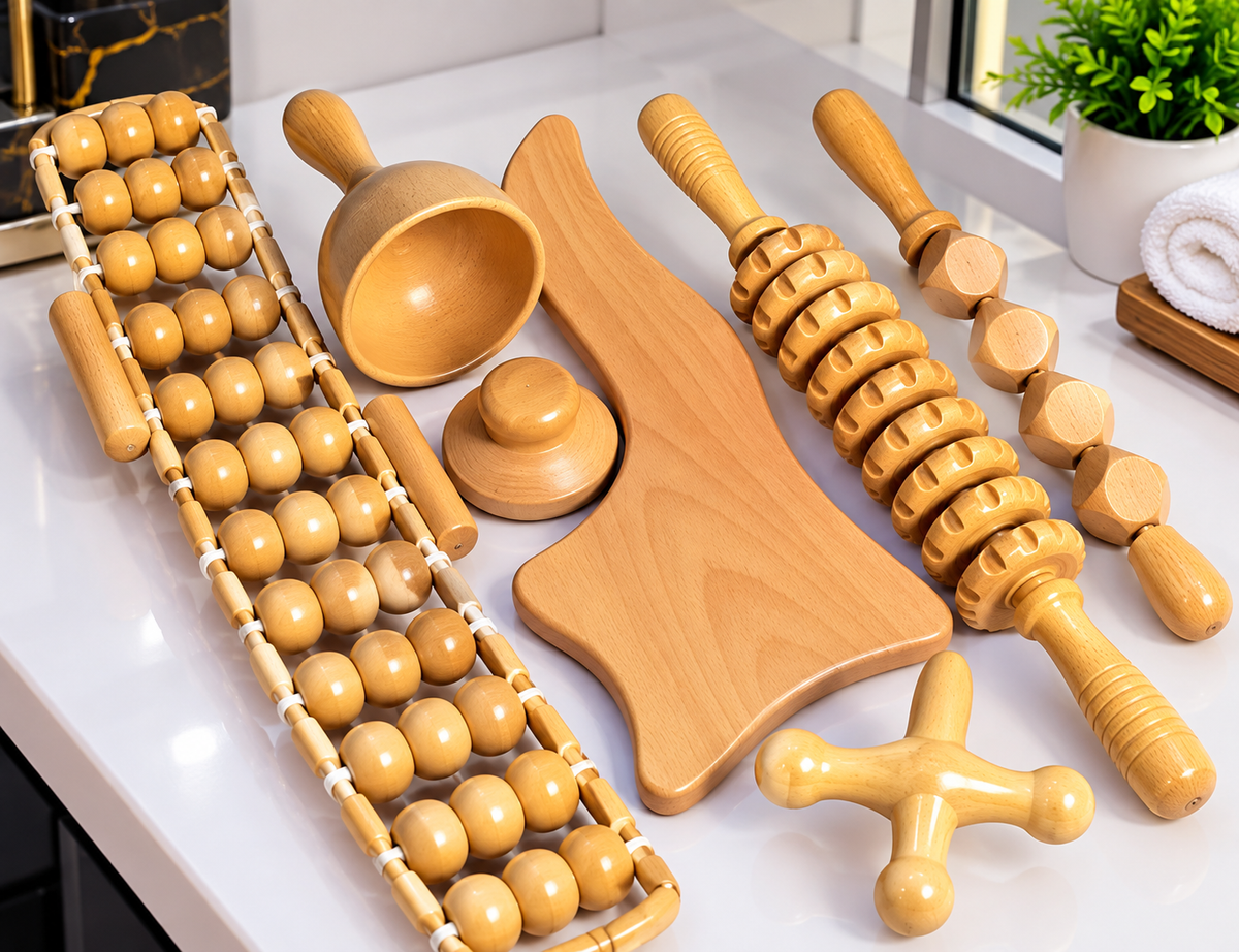 7-Piece Wooden Body Sculpting & Massage Tools Set