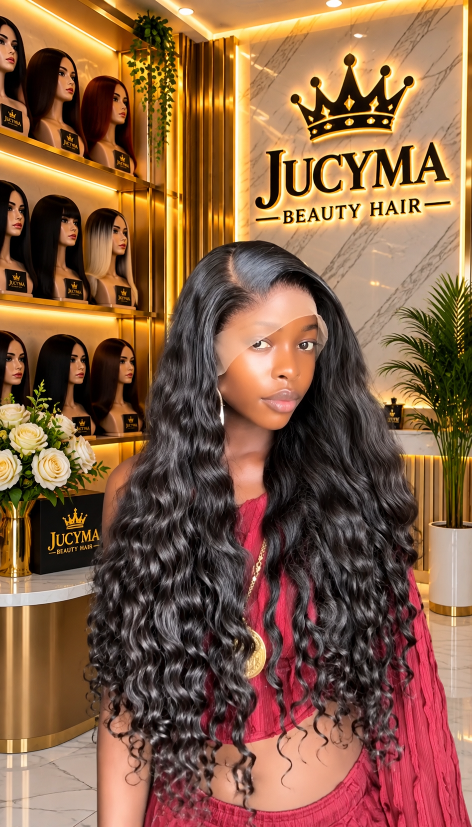 26” Natural Black SDD Vietnamese Deep Wave Hair – 300g with 13/6 Frontal