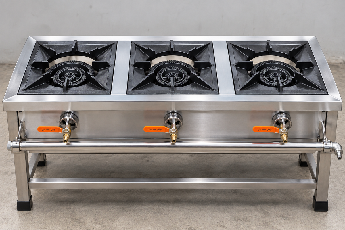 3-Burner Commercial Stockpot Cooker