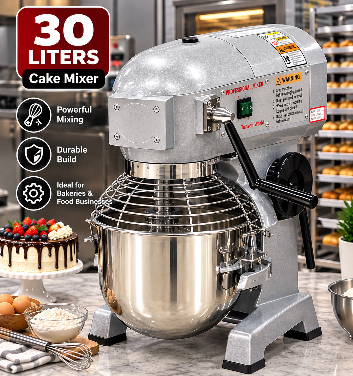 30L Commercial Planetary Cake Mixer – Heavy-Duty Stainless Steel