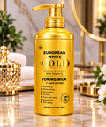 European White Gold Toning Milk with Retinol & Vitamin E 500ml – Gold