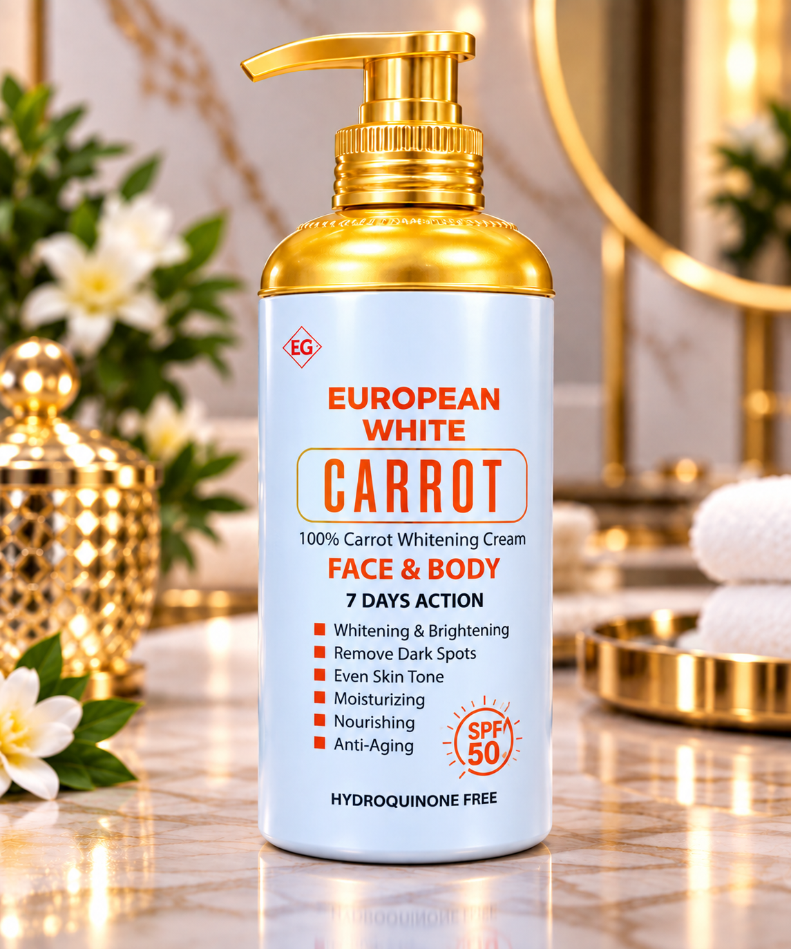 European White Carrot Face &amp; Body Lotion 500ml – Brightening &amp; Moisturizing Care