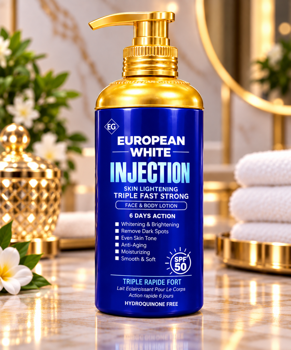 European White Injection Face & Body Lotion 500ml – Brightening & Moisturizing Care