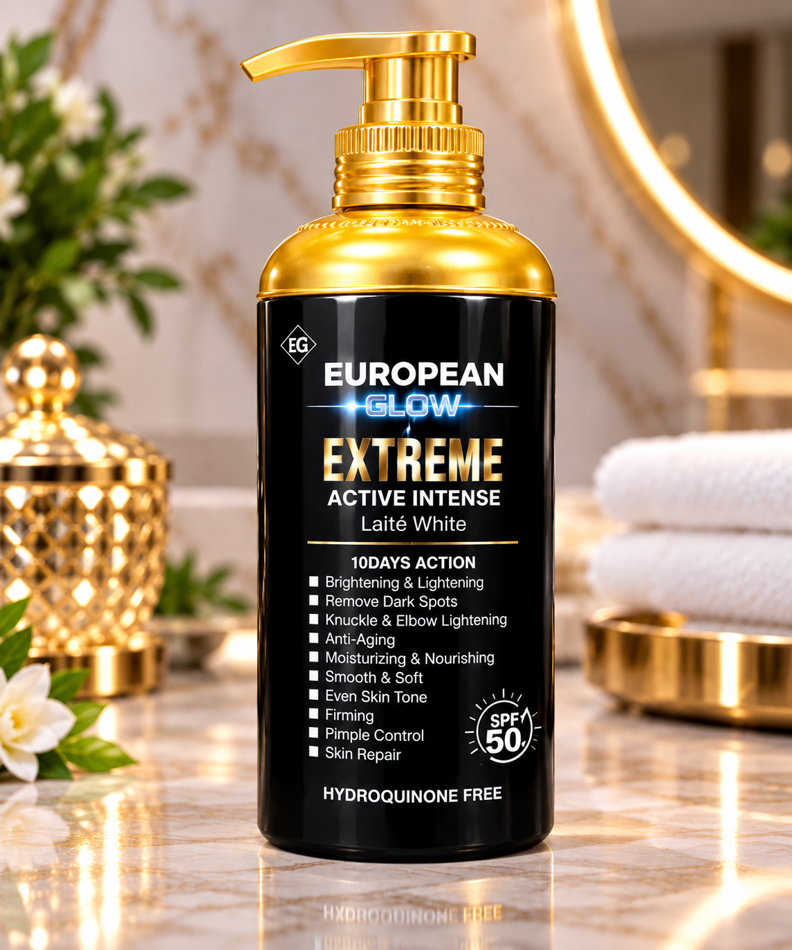 European Glow Extreme Active Intense Laité White Body Lotion – Brightening & Moisturizing Care