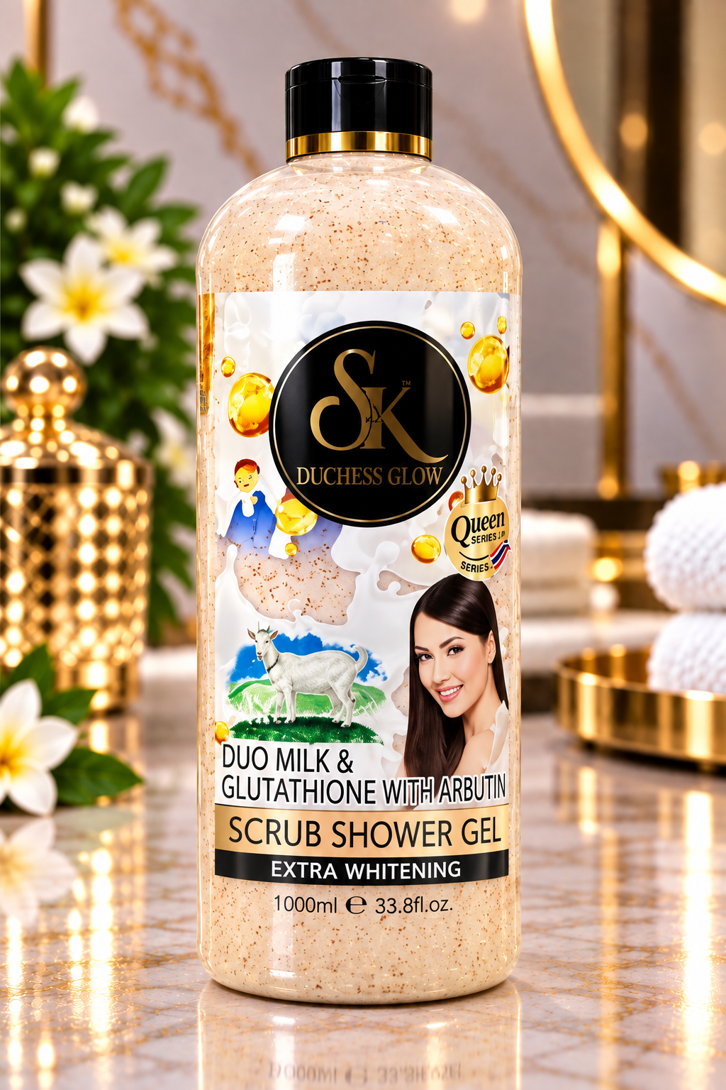 SK Duchess Glow Duo Milk & Glutathione With Arbutin Scrub Shower Gel 1000ml