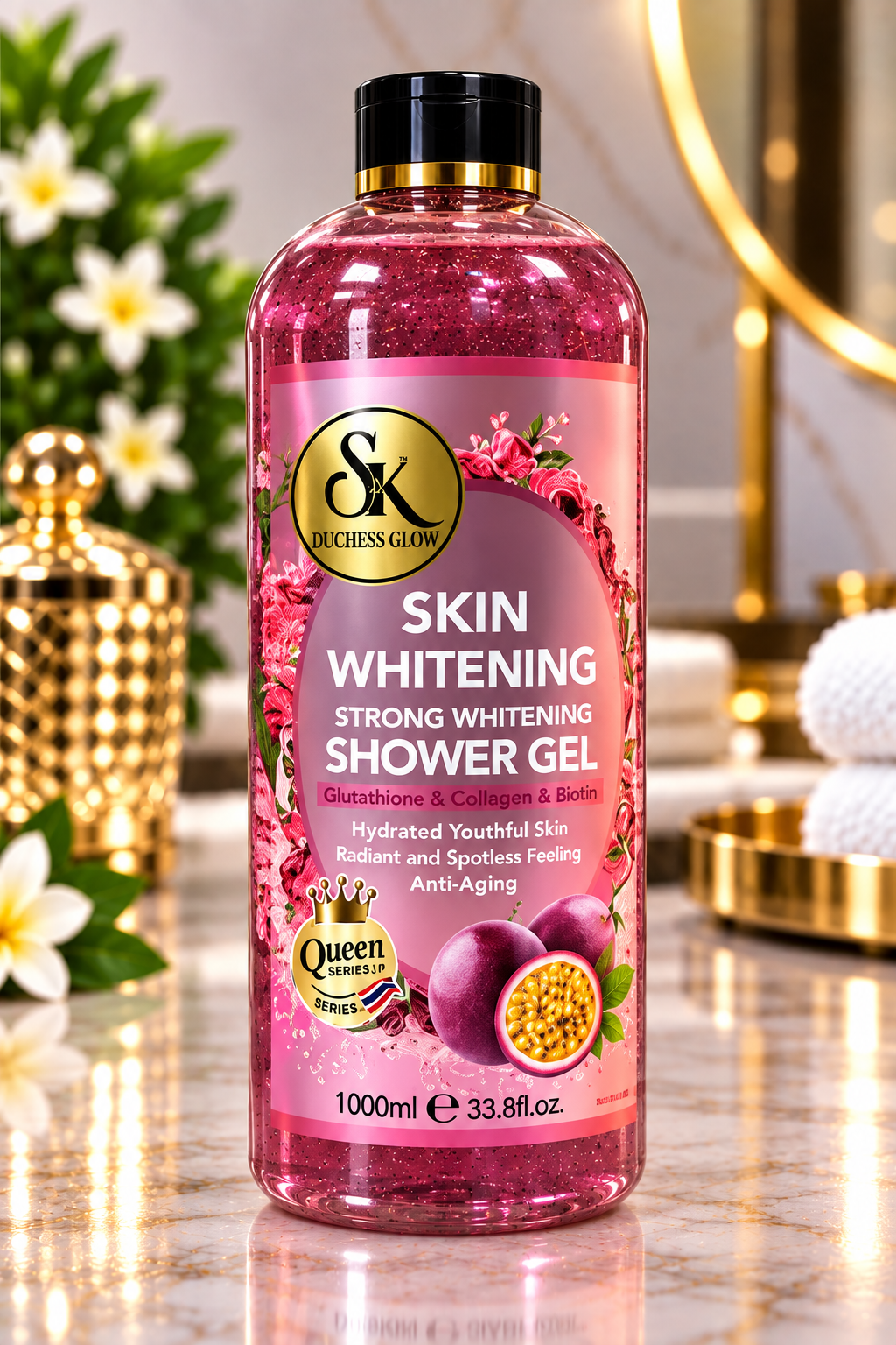 SK Duchess Glow Skin Whitening Strong Whitening Shower Gel 1000ml – Glutathione, Collagen & Biotin