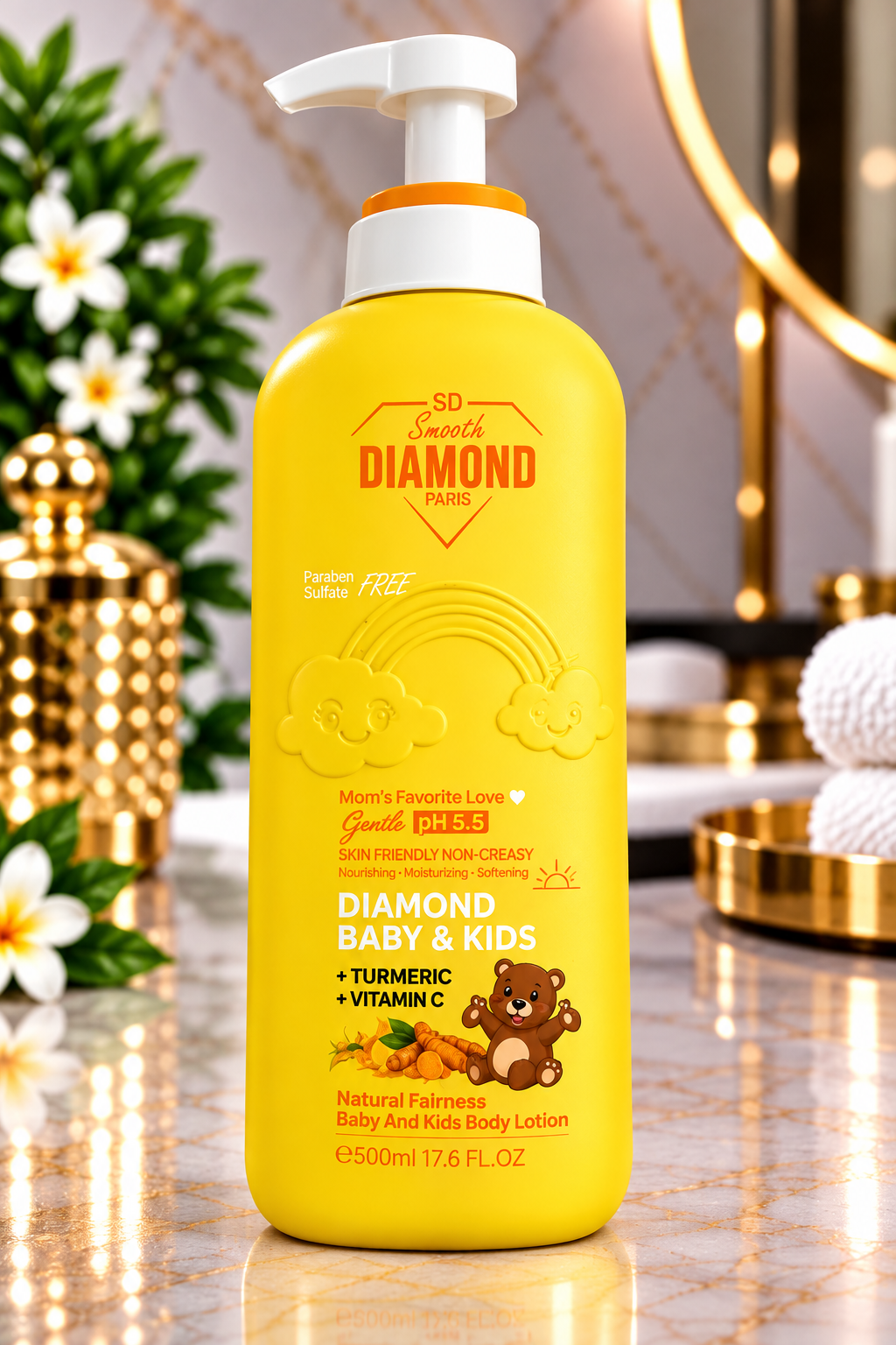 SD Smooth Diamond Baby & Kids Natural Fairness Body Lotion with Turmeric & Vitamin C 500ml