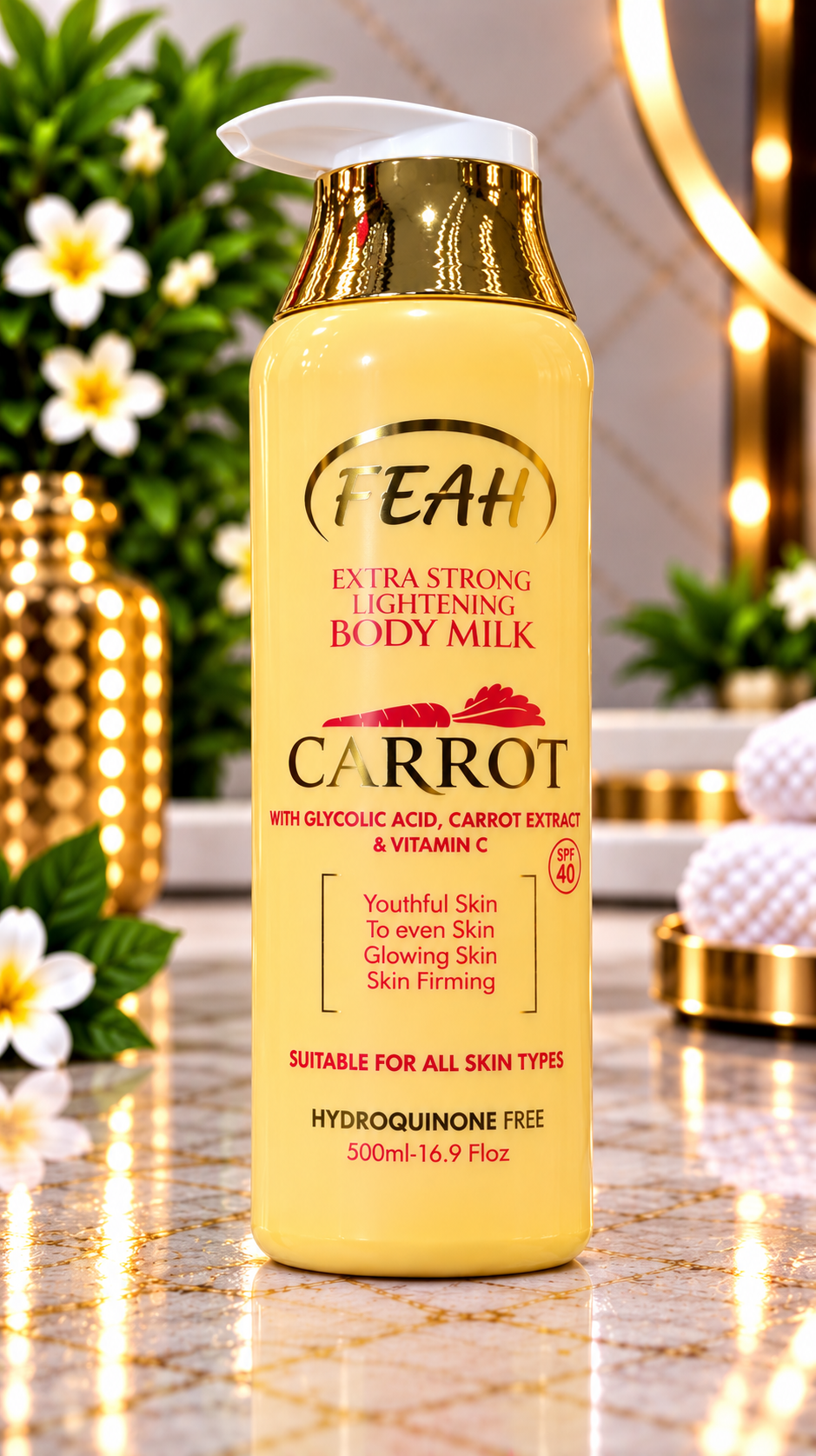 FEAH Carrot Extra Strong Lightening Body Milk – Glycolic Acid & Vitamin C