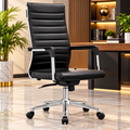 Premium High-Back Executive Office Chair – Black Leatherette with Chrome Base