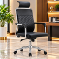 Premium High-Back Executive Office Chair with Headrest – Black Quilted Leatherette & Chrome Base
