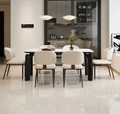Luxury 6-Seater Cream Dining Table Set – Modern Marble-Effect Table with Upholstered Chairs