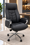 Luxury High-Back Executive Office Chair Black & Chrome | JUCYMA