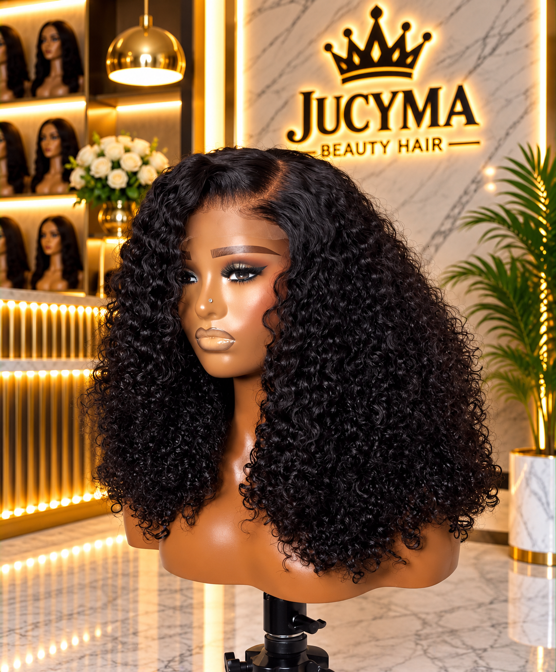 20" Pixy Curl Wig – Natural Color, 5×5 Closure