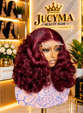 18" Burgundy Bounce Wig – 350g with 5×5 Closure