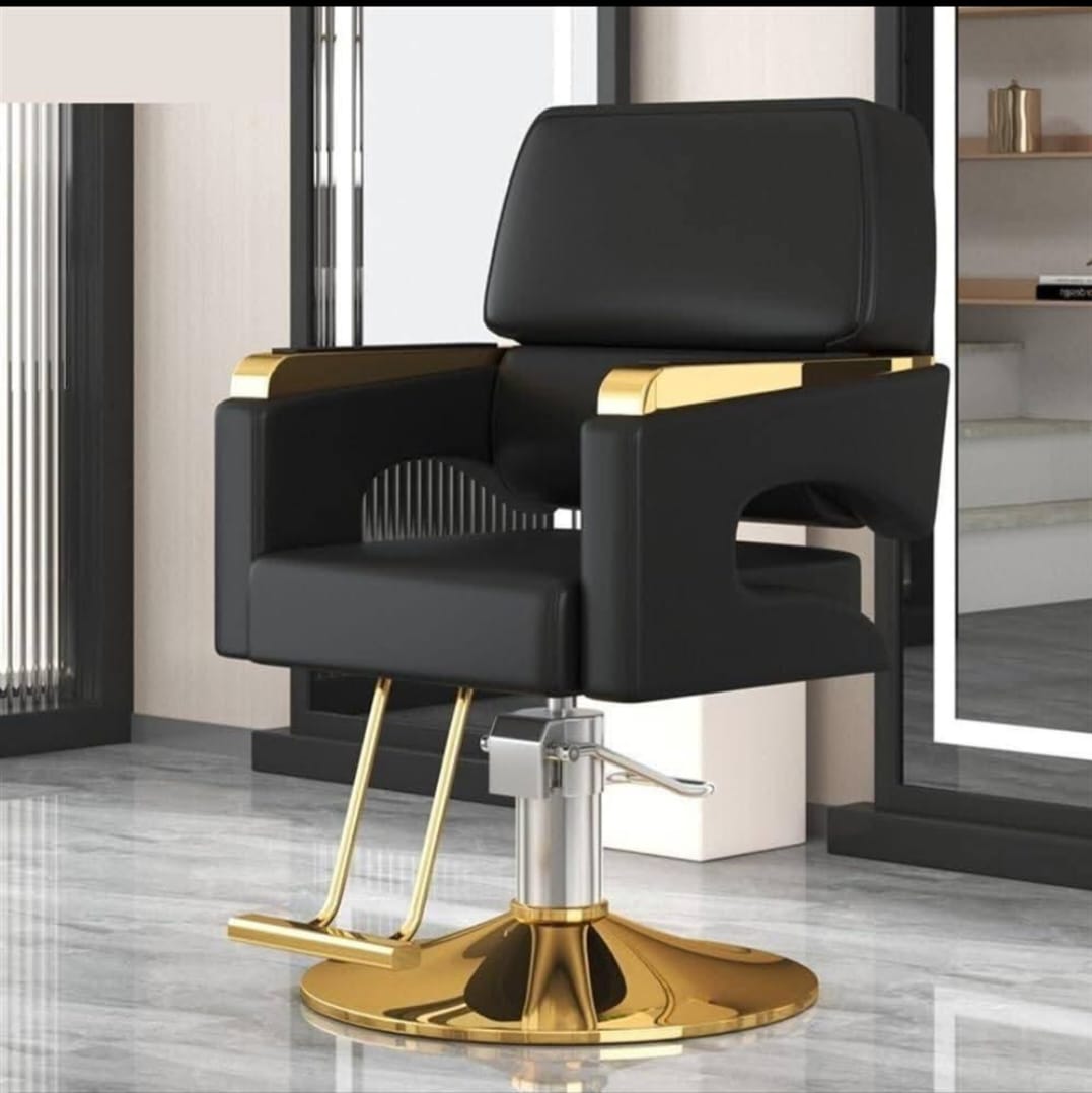 Luxury Hydraulic Salon Styling Chair – Black & Gold