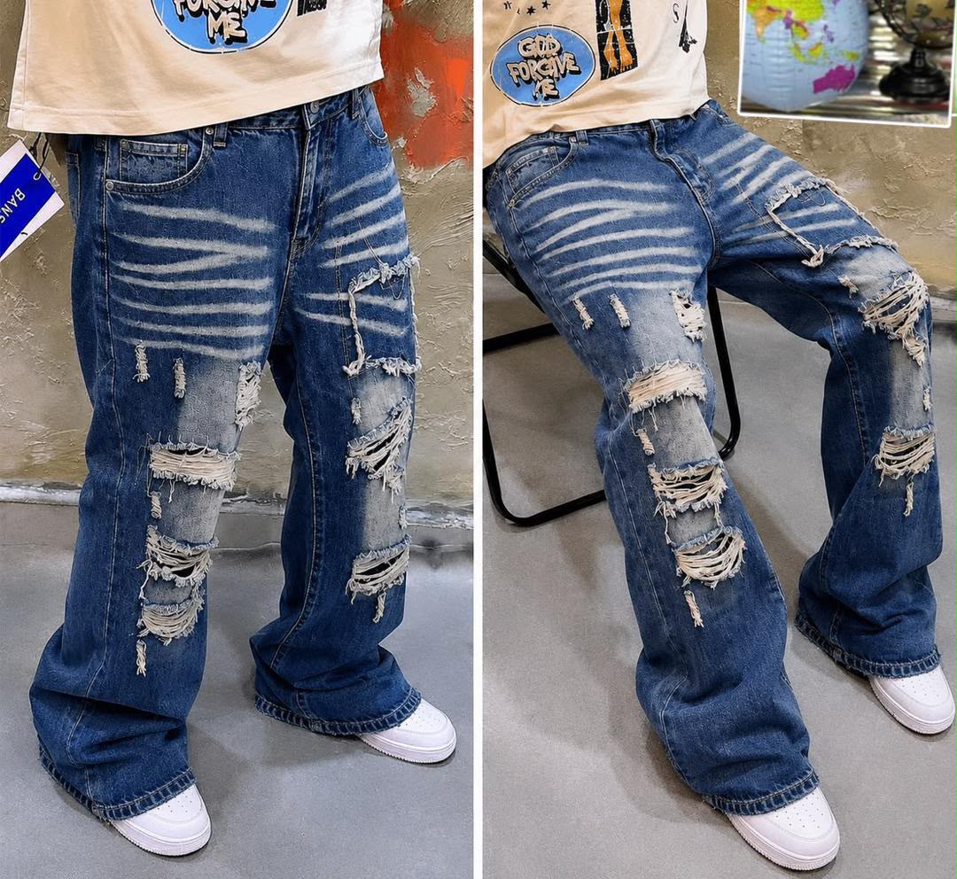 Distressed Blue Jeans