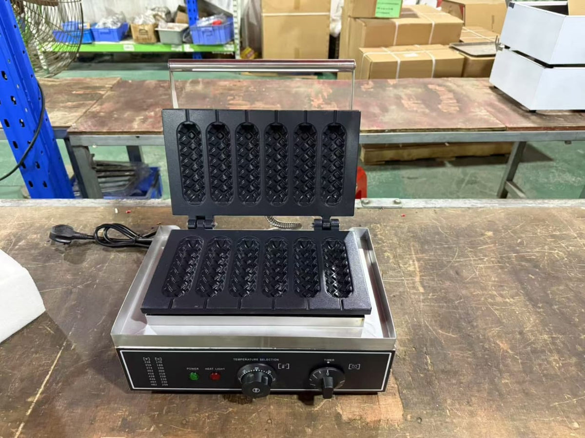 Commercial 6-Slot Waffle Stick Maker – Electric Waffle Machine