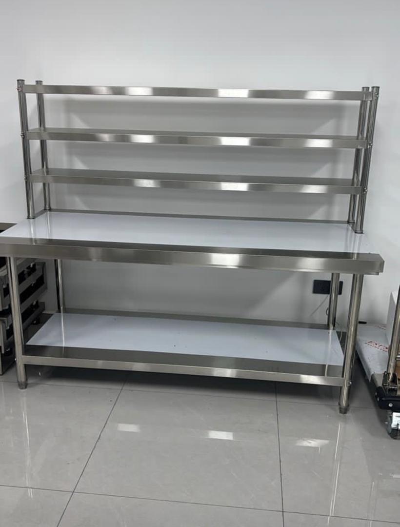 Commercial Stainless Steel Working Table with 3-Tier Shelves