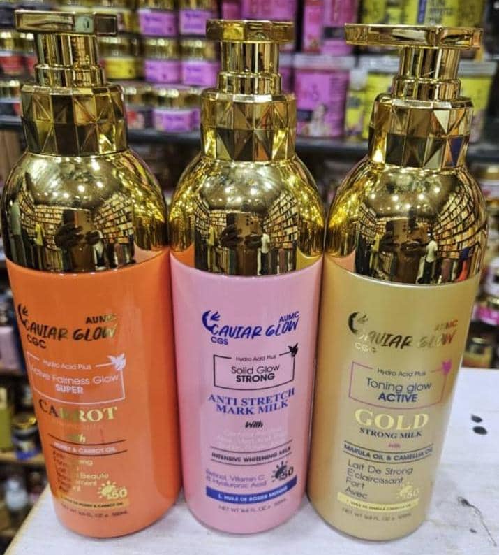 AUMC Caviar Glow Carrot Strong Whitening Milk 500ml – Brightening Body Lotion
