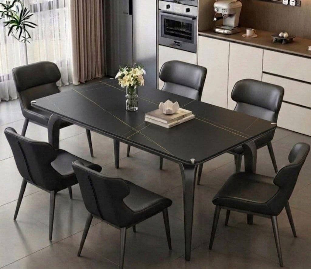 Premium 6-Seater Black Dining Table & Chairs Set – Modern Luxury Dining Set