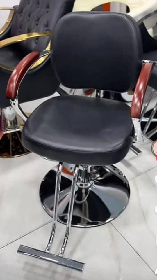Professional Black Salon Styling Chair – Wooden Armrests