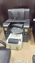 Luxury Pedicure Spa Chair with Foot Basin – Black & Gold