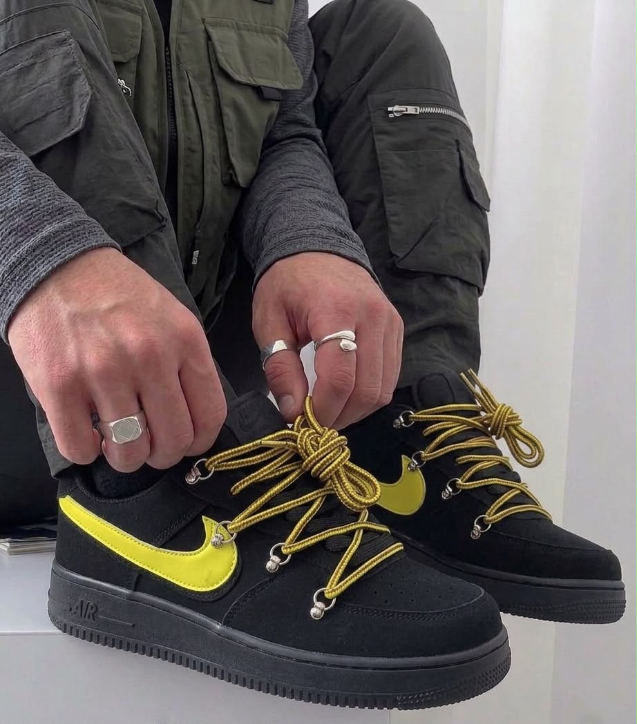 Black & Yellow Air Force Style Sneakers