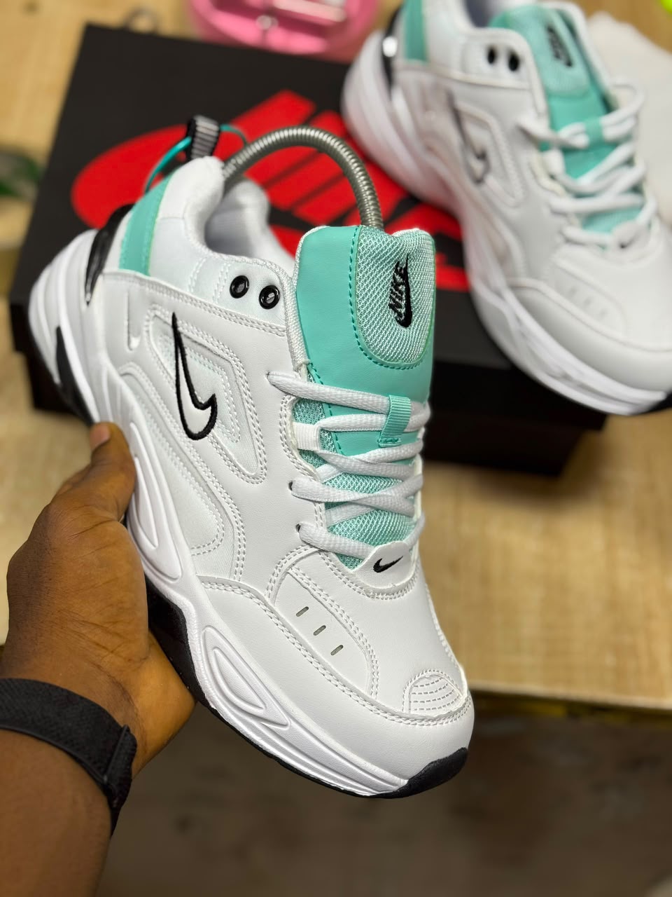 White & Mint Green Chunky Sneakers – Black Details