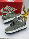 Grey & Black Graphic Air Force Style Sneakers