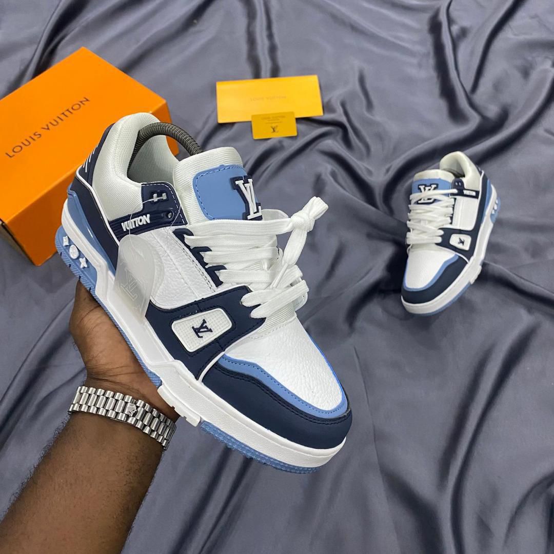 White & Blue Luxury Style Chunky Sneakers