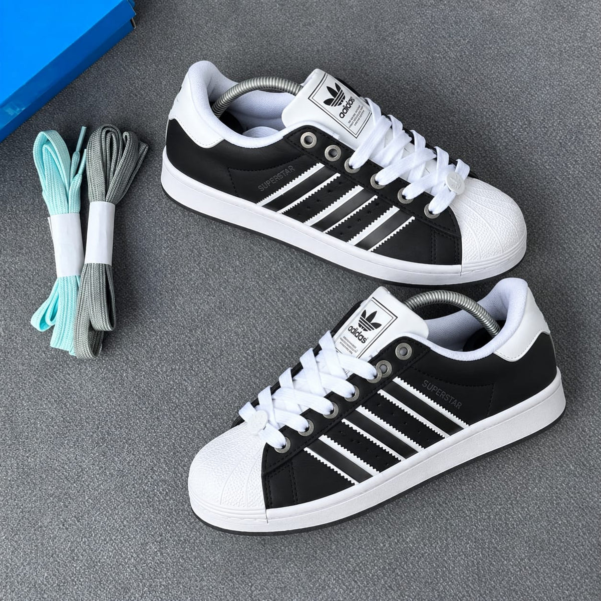 White & Black Classic Shell-Toe Style Sneakers