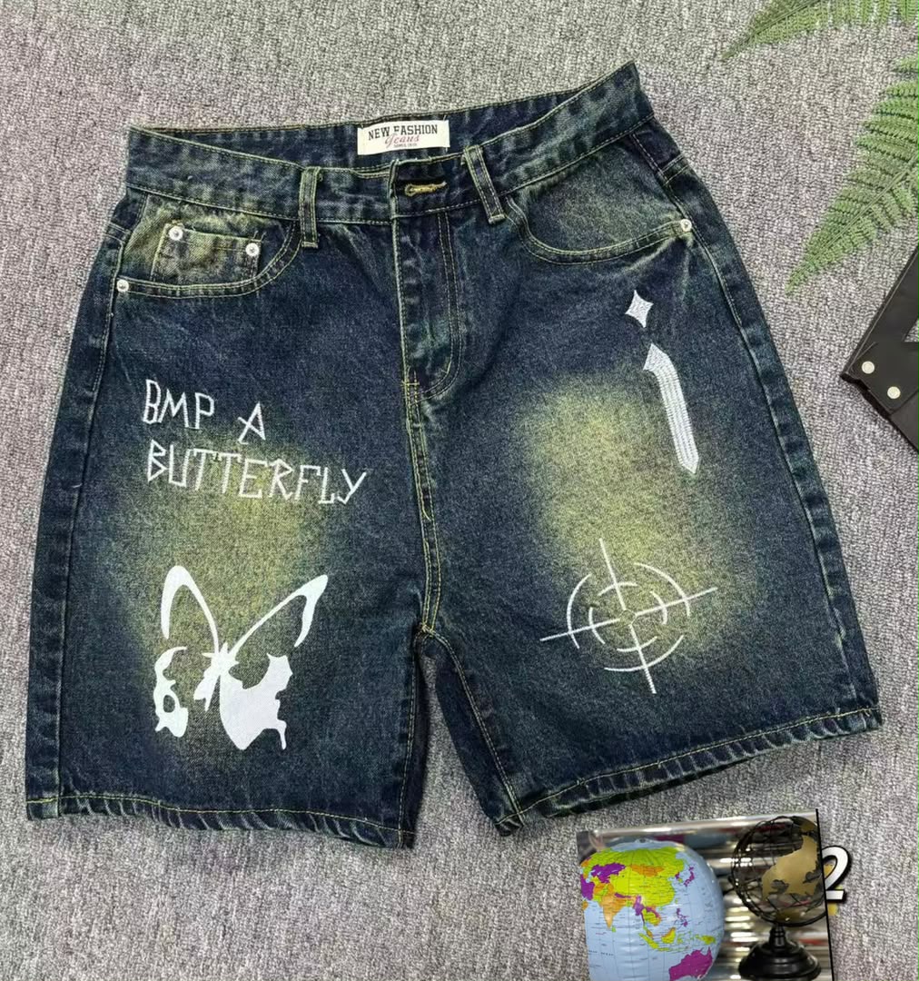 Unisex Denim Shorts Jeans – Graphic Print Casual Shorts