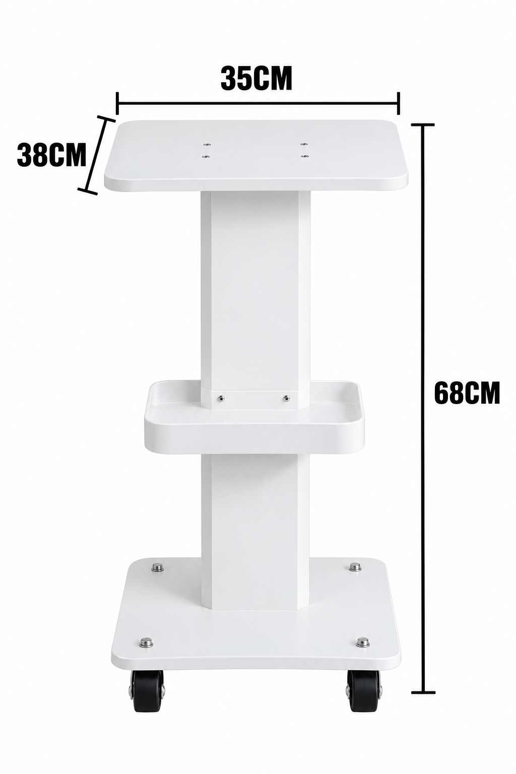 3-Tier Rolling Beauty Equipment Trolley – White